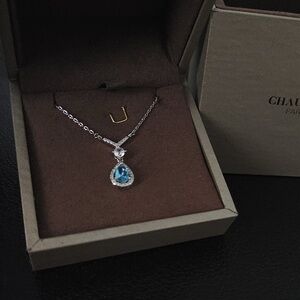 CHAUMET Teardrop Blue Gem Diamond-Accented Silver Necklace